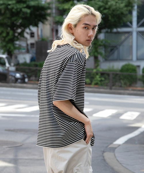 3.3 Field Trip (3.3フィールドトリップ)の「3.3 Field Trip/ボーダーカットSS 2969945(Tシャツ/カットソー・メンズ・ライトベージュ/ブラック・FREE)」の18枚目の写真
