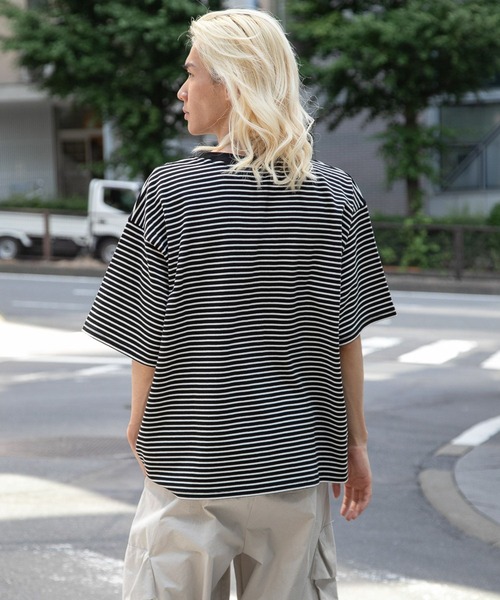 3.3 Field Trip (3.3フィールドトリップ)の「3.3 Field Trip/ボーダーカットSS 2969945(Tシャツ/カットソー・メンズ・ライトベージュ/ブラック・FREE)」の6枚目の写真