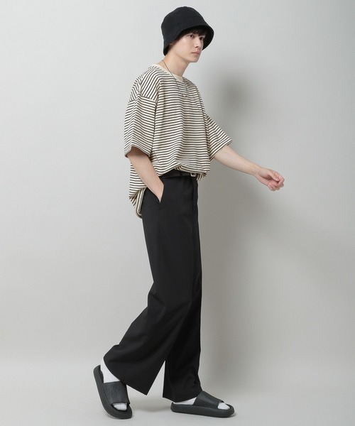 3.3 Field Trip (3.3フィールドトリップ)の「3.3 Field Trip/ボーダーカットSS 2969945(Tシャツ/カットソー・メンズ・ライトベージュ/ブラック・FREE)」の3枚目の写真