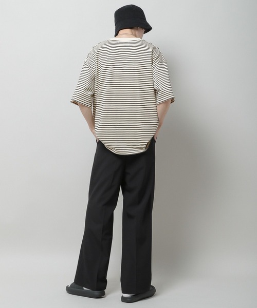3.3 Field Trip (3.3フィールドトリップ)の「3.3 Field Trip/ボーダーカットSS 2969945(Tシャツ/カットソー・メンズ・ライトベージュ/ブラック・FREE)」の15枚目の写真