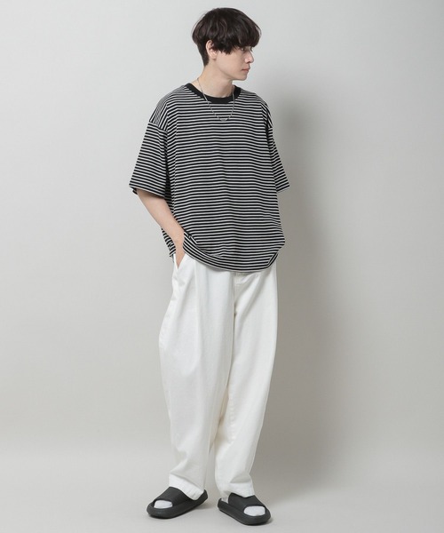 3.3 Field Trip (3.3フィールドトリップ)の「3.3 Field Trip/ボーダーカットSS 2969945(Tシャツ/カットソー・メンズ・ライトベージュ/ブラック・FREE)」の7枚目の写真
