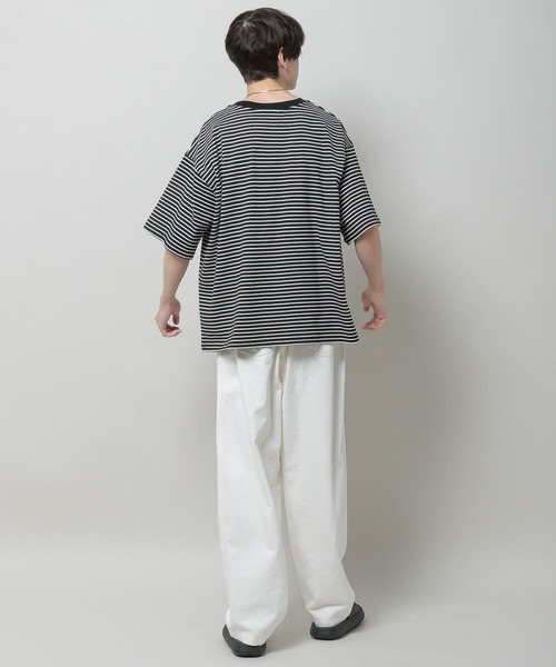 3.3 Field Trip (3.3フィールドトリップ)の「3.3 Field Trip/ボーダーカットSS 2969945(Tシャツ/カットソー・メンズ・ライトベージュ/ブラック・FREE)」の4枚目の写真