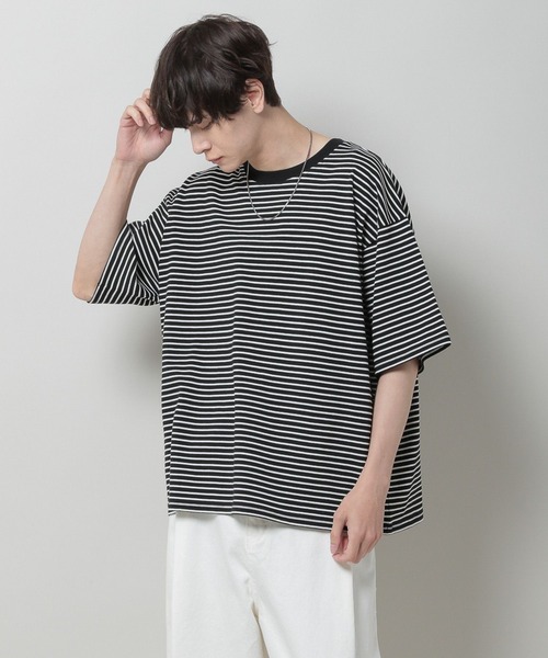 3.3 Field Trip (3.3フィールドトリップ)の「3.3 Field Trip/ボーダーカットSS 2969945(Tシャツ/カットソー・メンズ・ライトベージュ/ブラック・FREE)」の16枚目の写真