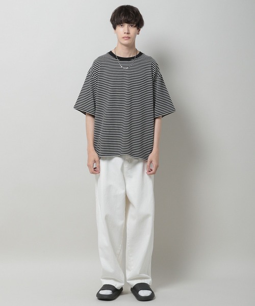 3.3 Field Trip (3.3フィールドトリップ)の「3.3 Field Trip/ボーダーカットSS 2969945(Tシャツ/カットソー・メンズ・ライトベージュ/ブラック・FREE)」の12枚目の写真