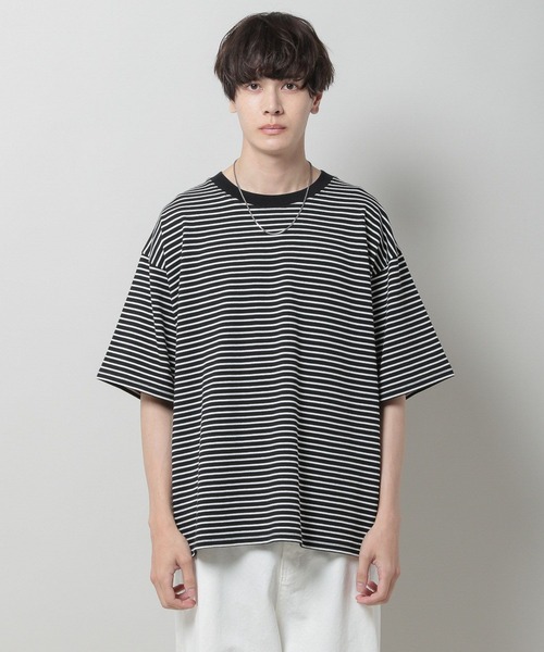 3.3 Field Trip (3.3フィールドトリップ)の「3.3 Field Trip/ボーダーカットSS 2969945(Tシャツ/カットソー・メンズ・ライトベージュ/ブラック・FREE)」の20枚目の写真