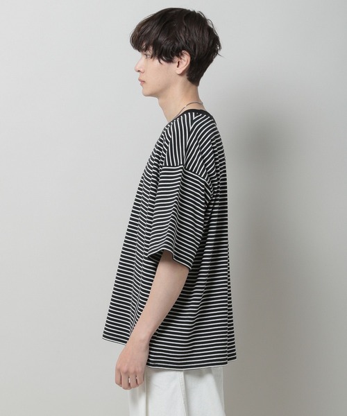 3.3 Field Trip (3.3フィールドトリップ)の「3.3 Field Trip/ボーダーカットSS 2969945(Tシャツ/カットソー・メンズ・ライトベージュ/ブラック・FREE)」の8枚目の写真
