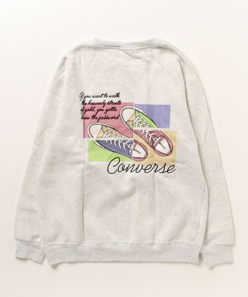 CONVERSE(コンバース)の「CONVERSE コンバース 裏起毛シューズ柄バックプリントトレーナー(スウェット・レディース・ブラック/ネイビー/グレー・M/L)」の12枚目の写真