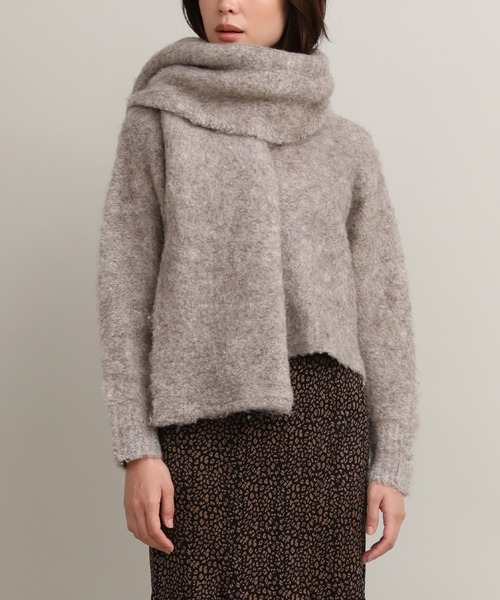 INED CLARO（イネドクラロ）の「メランジニットマフラー（マフラー・レディース・チャコールグレー/オフホワイト/ベージュ/レッド・フリー）」の4枚目の写真