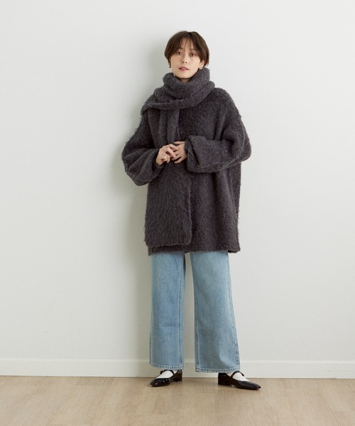 INED CLARO（イネドクラロ）の「メランジニットマフラー（マフラー・レディース・チャコールグレー/オフホワイト/ベージュ/レッド・フリー）」の13枚目の写真