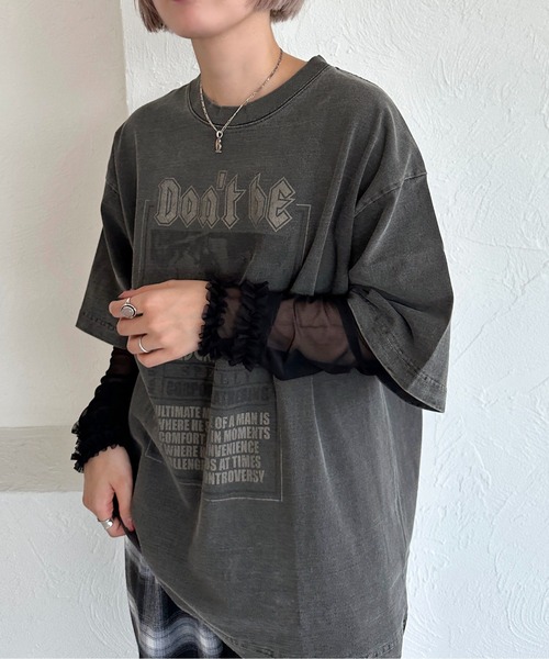apres jour mignon(アプレジュールミニョン)の「ピグメントTシャツ+チュールセット【ZOZOTOWN限定アイテム】(Tシャツ/カットソー・レディース・ブラック系その他/ブラック系その他2・X-LARGE/フリー)」の11枚目の写真