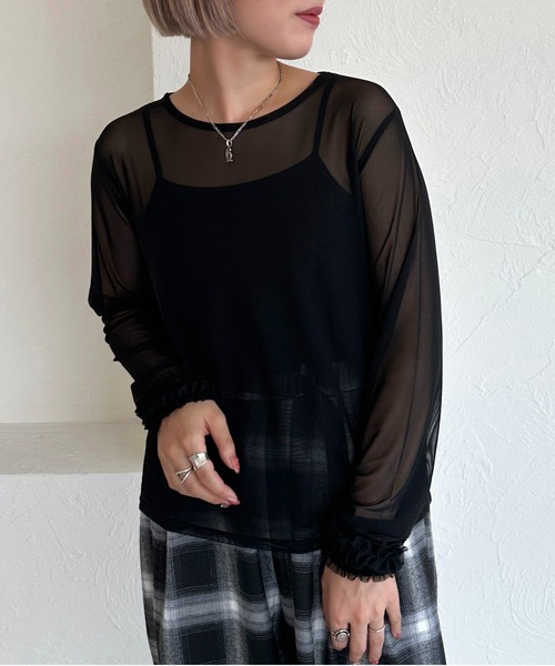 apres jour mignon(アプレジュールミニョン)の「ピグメントTシャツ+チュールセット【ZOZOTOWN限定アイテム】(Tシャツ/カットソー・レディース・ブラック系その他/ブラック系その他2・X-LARGE/フリー)」の18枚目の写真