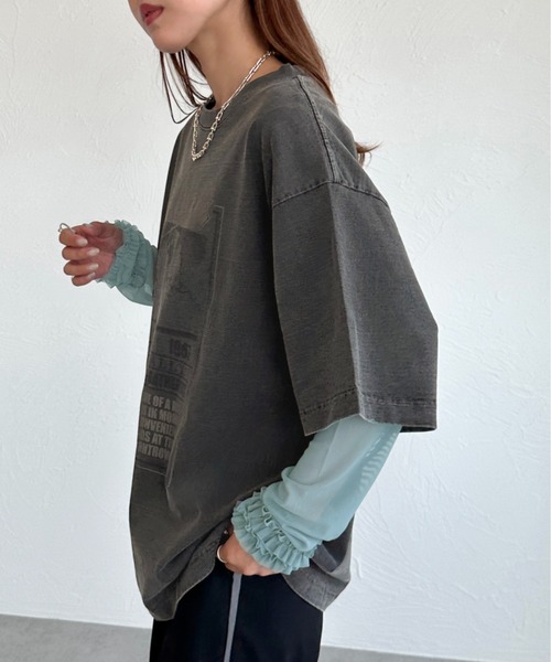 apres jour mignon(アプレジュールミニョン)の「ピグメントTシャツ+チュールセット【ZOZOTOWN限定アイテム】(Tシャツ/カットソー・レディース・ブラック系その他/ブラック系その他2・X-LARGE/フリー)」の3枚目の写真
