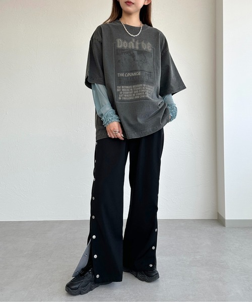 apres jour mignon(アプレジュールミニョン)の「ピグメントTシャツ+チュールセット【ZOZOTOWN限定アイテム】(Tシャツ/カットソー・レディース・ブラック系その他/ブラック系その他2・X-LARGE/フリー)」の5枚目の写真