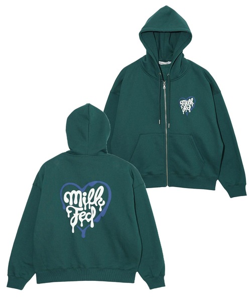 MILKFED.（ミルクフェド）の「MELTY HEART ZIP UP HOODIE（パーカー・レディース・ブラック/グリーン/オフホワイト・ONE SIZE）」の8枚目の写真