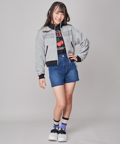 SISTER JENNI（SISTER JENNI）の「【セットアップ対応】【コットン100％】チェックそでレイヤード風BIGロンT（Tシャツ/カットソー・キッズ・オフホワイト/ブラック・160cm/150cm/130cm/140cm）」の19枚目の写真