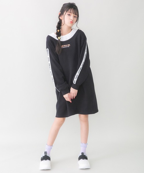 JENNI belle（ジェニィベル）の「【WEB限定】【コットン100％】レイヤード風ワンピ（ワンピース・キッズ・ブラック/サックスブルー・130cm/140cm/150cm/160cm）」の3枚目の写真