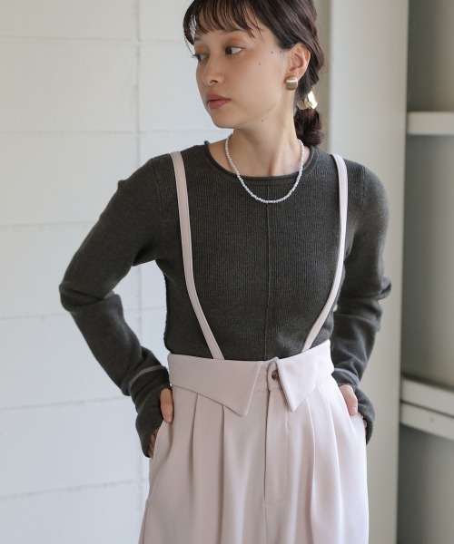 Bab(バブ)の「2way指ぬきニットトップス(Tシャツ/カットソー・レディース・アイボリー/ブルー/チャコールグレー/オレンジ・FREE)」の10枚目の写真