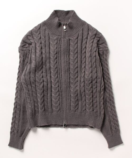 HALEY PESCA（ヘーリーペスカ）の「HALEY PESCA/ショート丈　ダブルジップ ニットトップス（ニット/セーター・レディース・ダークグレー/ライトグレー/アイボリー・FREE）」の16枚目の写真