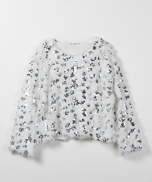 me+em select(ミームセレクト)の「※※【 4color 】フェザースパングルオーバートップス/feather spangle over tops(ニット/セーター・レディース・グレー/ピンク/ホワイト/ブラック・FREE)」の19枚目の写真