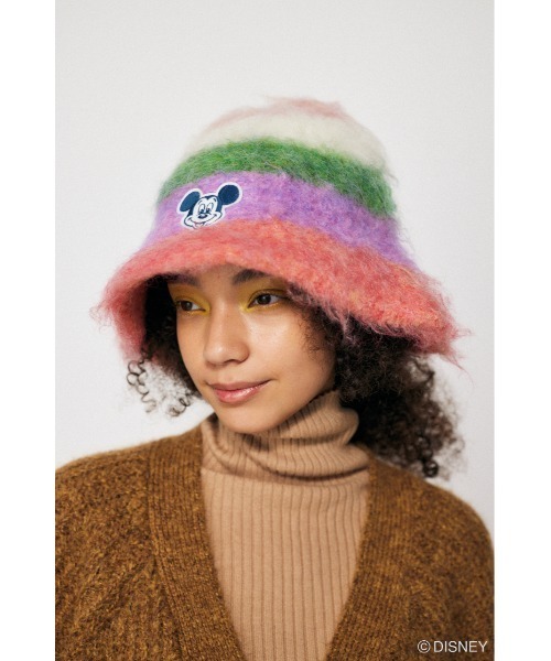 Disney SERIES CREATED by MUS(ディズニーシリーズクリエイテッドバイエムユーエス)の「MD STRIPE KNIT ハット(キャップ・レディース・イエロー/グリーン・FREE)」の3枚目の写真