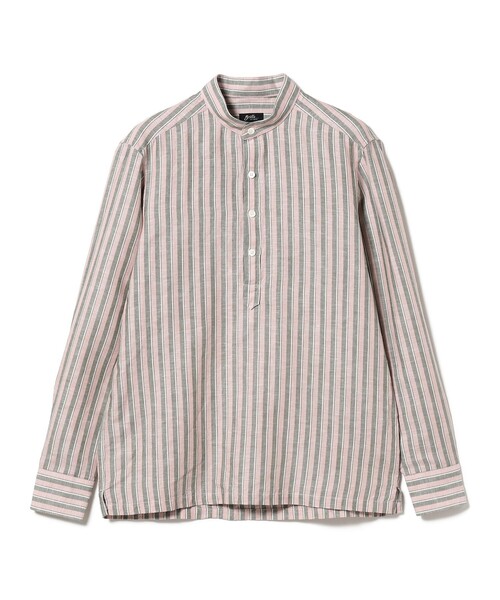 BRILLA per il gusto（ブリッラペルイルグースト）の「Brilla per il gusto / リネンコットン ダブルストライプ バンドカラー プルオーバーシャツ（シャツ/ブラウス・メンズ・レッド系その他3・S/L/M/XL/XS）」の9枚目の写真