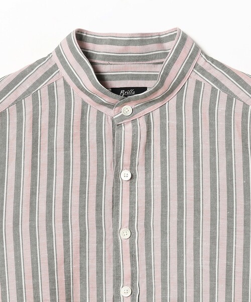 BRILLA per il gusto（ブリッラペルイルグースト）の「Brilla per il gusto / リネンコットン ダブルストライプ バンドカラー プルオーバーシャツ（シャツ/ブラウス・メンズ・レッド系その他3・S/L/M/XL/XS）」の10枚目の写真