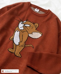 Tom＆Jerry（トムアンドジェリー）の「【TOM＆JERRY/トムとジェリー】BIGキャラクターイラスト ジャガード織りデザイン リブラインクルーネックニット（ニット/セーター・レディース）」