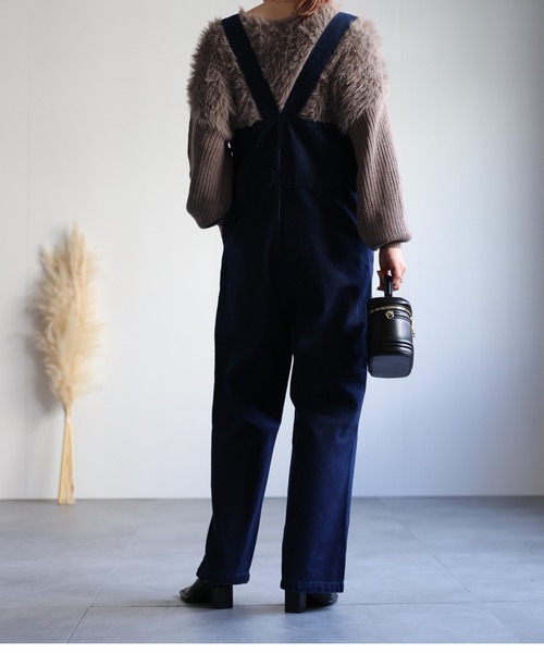 ap retro(アプレトロ)の「ハイウエストデニムサロペット(サロペット/オーバーオール・レディース・ネイビー/ブラック/グレー・FREE)」の4枚目の写真