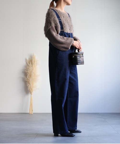 セール】ハイウエストデニムサロペット（サロペット