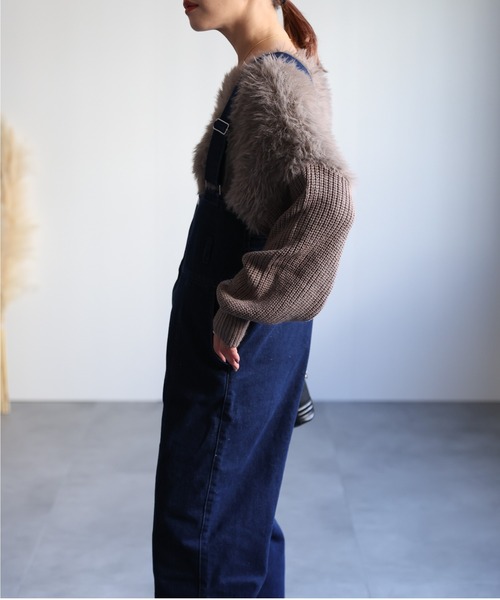 ap retro(アプレトロ)の「ハイウエストデニムサロペット(サロペット/オーバーオール・レディース・ネイビー/ブラック/グレー・FREE)」の10枚目の写真