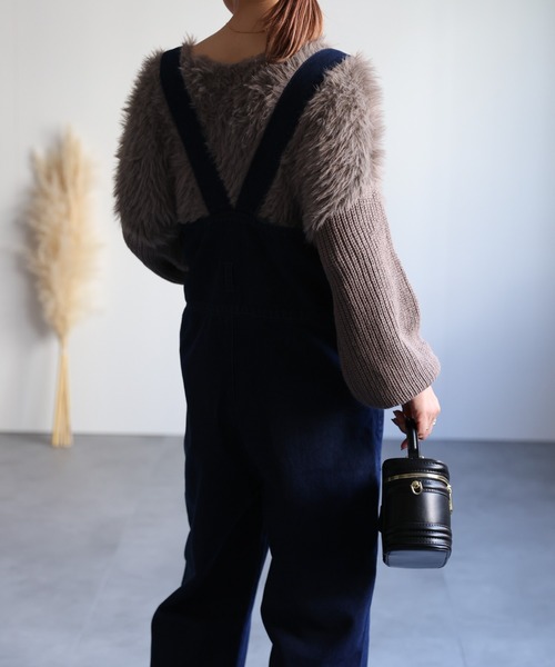 ap retro(アプレトロ)の「ハイウエストデニムサロペット(サロペット/オーバーオール・レディース・ネイビー/ブラック/グレー・FREE)」の12枚目の写真