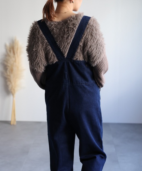 ap retro(アプレトロ)の「ハイウエストデニムサロペット(サロペット/オーバーオール・レディース・ネイビー/ブラック/グレー・FREE)」の13枚目の写真