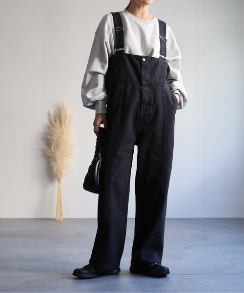 ap retro(アプレトロ)の「ハイウエストデニムサロペット(サロペット/オーバーオール・レディース・ネイビー/ブラック/グレー・FREE)」の17枚目の写真