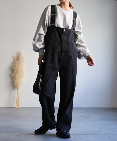 ap retro(アプレトロ)の「ハイウエストデニムサロペット(サロペット/オーバーオール・レディース・ネイビー/ブラック/グレー・FREE)」の19枚目の写真