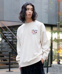 【UNIIT/ユニット】フェイクスエード ワンポイント刺繍 クルーネック スウェット トレーナー