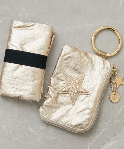 Paradise Picnic（パラダイスピクニック）の「グリッタースターエコバッグ　M（エコバッグ/サブバッグ・レディース・ダークブラウン/ネイビー/その他1/シルバー/ゴールド・FREE）」の5枚目の写真