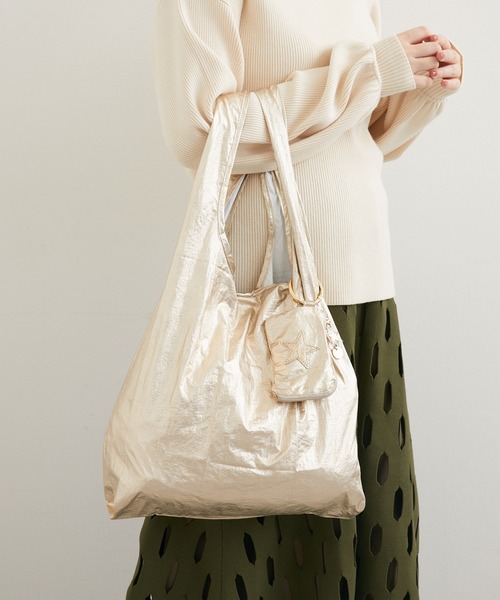 Paradise Picnic（パラダイスピクニック）の「グリッタースターエコバッグ　M（エコバッグ/サブバッグ・レディース・ダークブラウン/ネイビー/その他1/シルバー/ゴールド・FREE）」の12枚目の写真