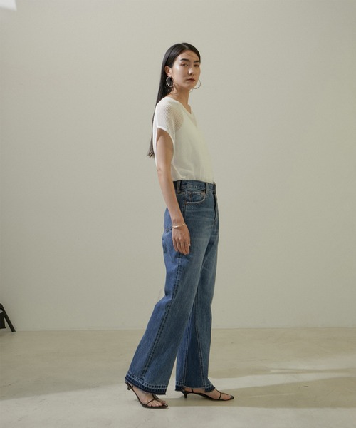 SALON adam et rope'（サロン アダム エ ロペ）の「【雑誌掲載】COTTON USAセミフレアデニム（デニムパンツ・レディース・チャコールグレー/ブルー系その他6・X-SMALL/S/M）」の11枚目の写真