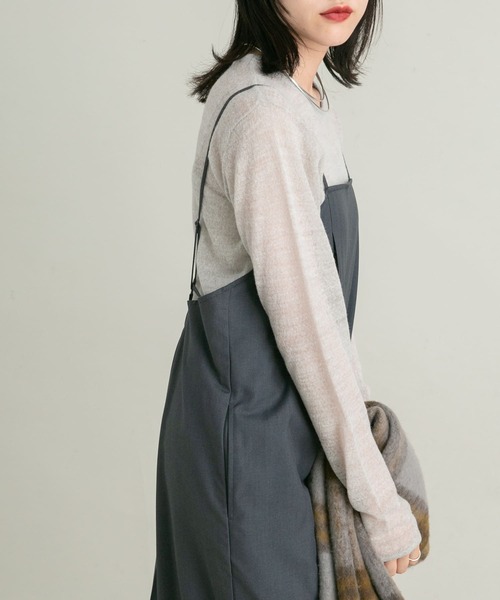 KBF（ケイビーエフ）の「シアークルーネックニット（ニット/セーター・レディース・ブラウン/ライトグレー/グリーン・ONE）」の19枚目の写真