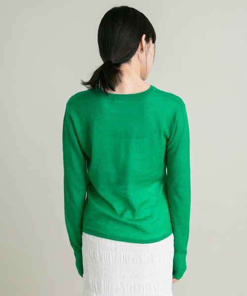 KBF（ケイビーエフ）の「シアークルーネックニット（ニット/セーター・レディース・ブラウン/ライトグレー/グリーン・ONE）」の5枚目の写真