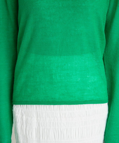 KBF（ケイビーエフ）の「シアークルーネックニット（ニット/セーター・レディース・ブラウン/ライトグレー/グリーン・ONE）」の8枚目の写真