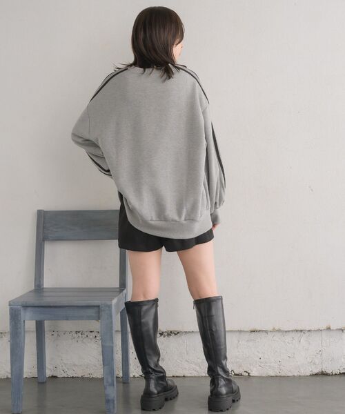 RETRO GIRL(レトロガール)の「裏毛ライントレーナー(Tシャツ/カットソー・レディース・ライトグレー/ダークグレー/ダークブルー・FREE)」の7枚目の写真
