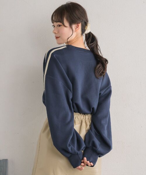 RETRO GIRL(レトロガール)の「裏毛ライントレーナー(Tシャツ/カットソー・レディース・ライトグレー/ダークグレー/ダークブルー・FREE)」の11枚目の写真