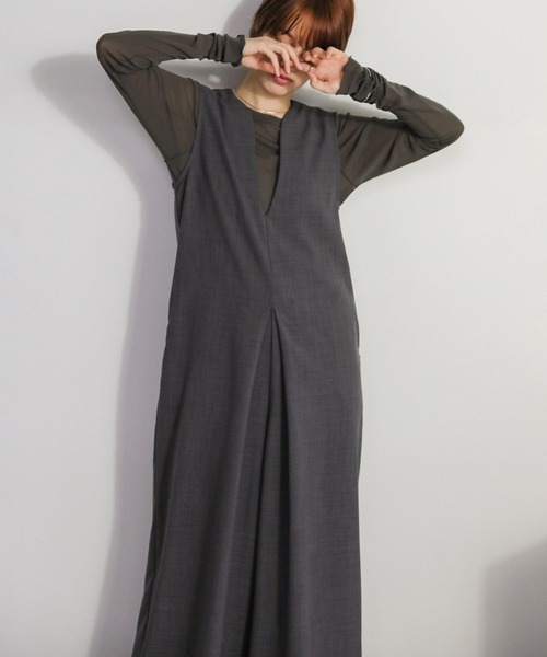 select MOCA（セレクトモカ）の「フロントタックオールインワン（つなぎ/オールインワン・レディース・チャコール/ブラウン/ブラック・FREE）」の3枚目の写真