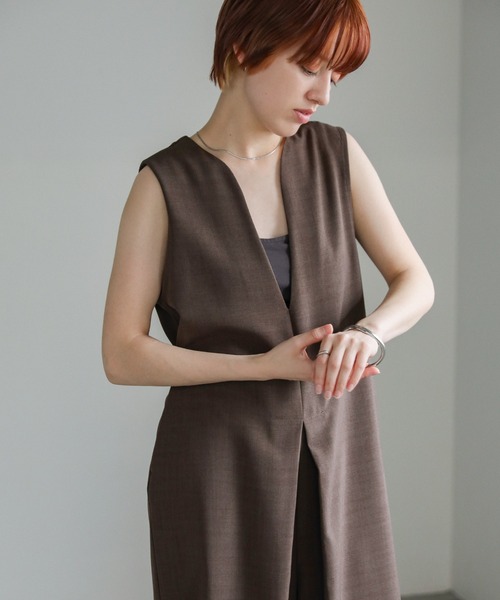 select MOCA（セレクトモカ）の「フロントタックオールインワン（つなぎ/オールインワン・レディース・チャコール/ブラウン/ブラック・FREE）」の4枚目の写真