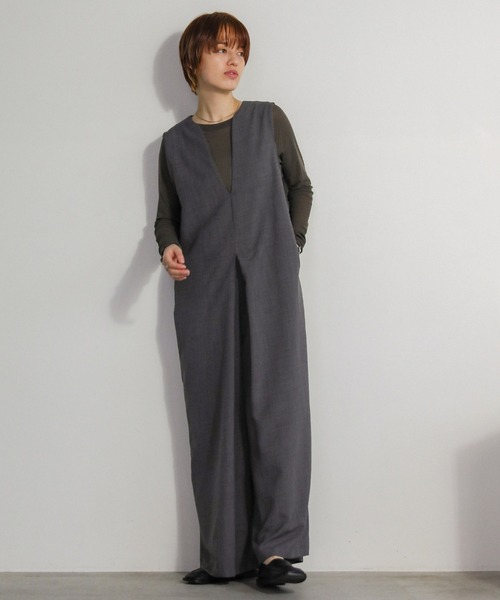 select MOCA（セレクトモカ）の「フロントタックオールインワン（つなぎ/オールインワン・レディース・チャコール/ブラウン/ブラック・FREE）」の5枚目の写真