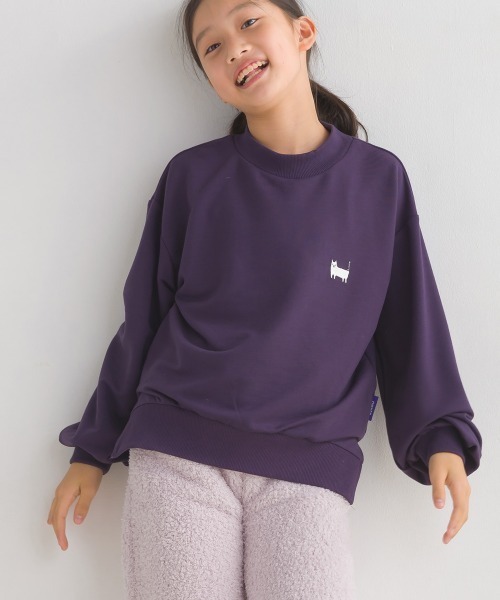 キッズ+3℃蓄熱ストレッチワンポイント刺繍トレーナー長袖（T