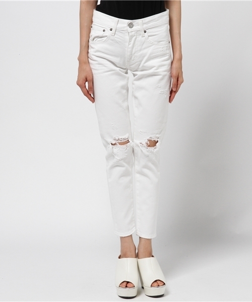 MOUSSY(マウジー)の「Crash Tapered(デニムパンツ・レディース・ホワイト/ライトブルー・26inch/27inch/25inch/24inch/23inch)」の3枚目の写真