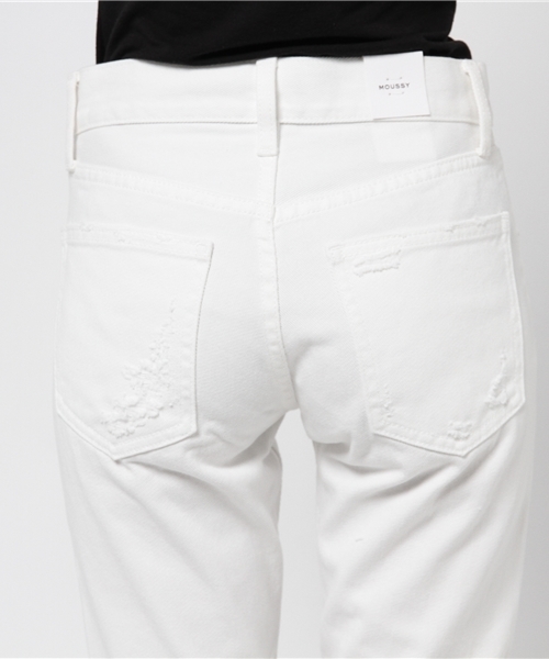 MOUSSY(マウジー)の「Crash Tapered(デニムパンツ・レディース・ホワイト/ライトブルー・26inch/27inch/25inch/24inch/23inch)」の7枚目の写真