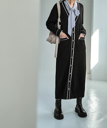【LUXE】ライン配色ニットワンピース